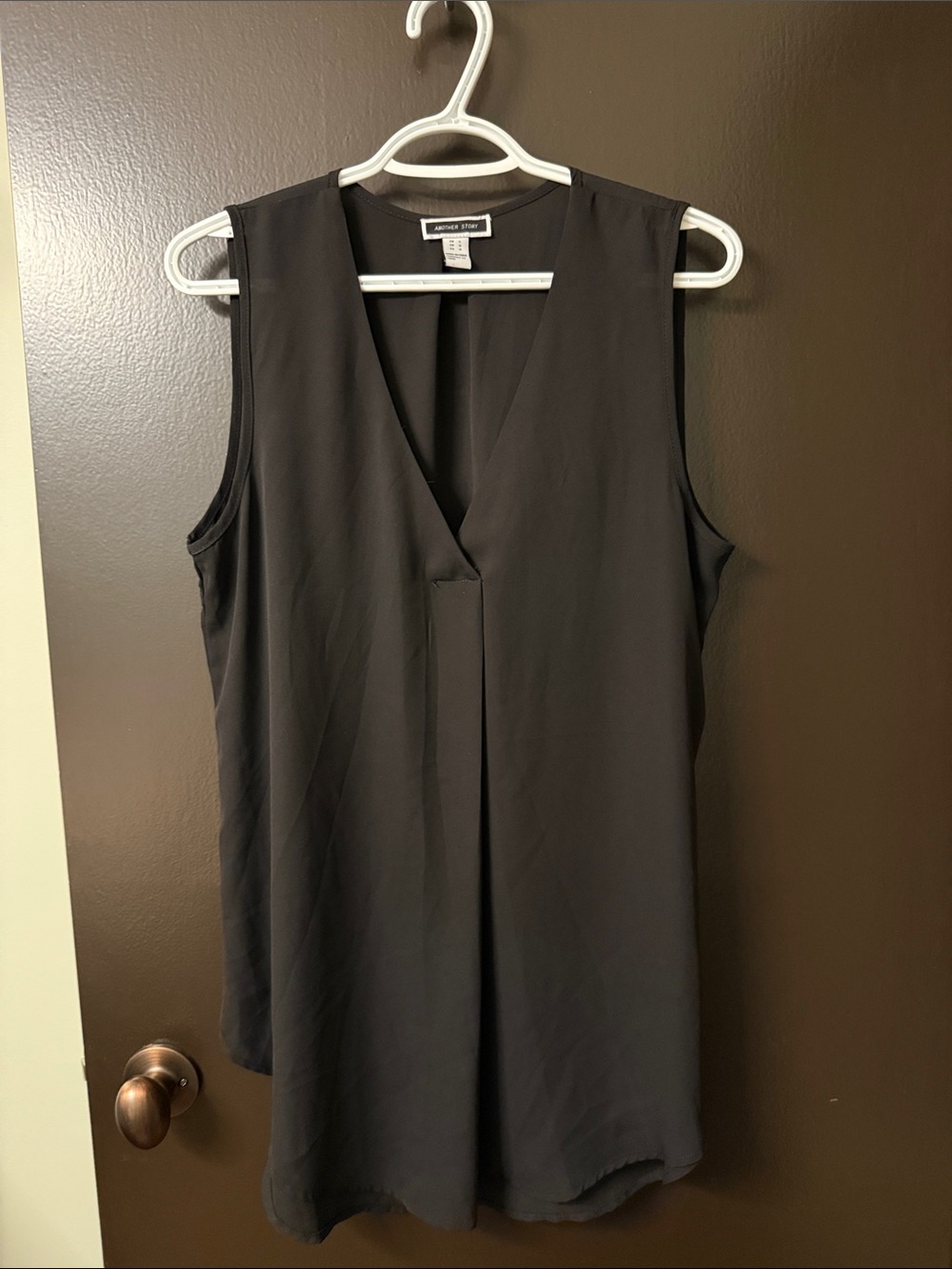 Another Story Black Sleeveless V-Neck Blouse